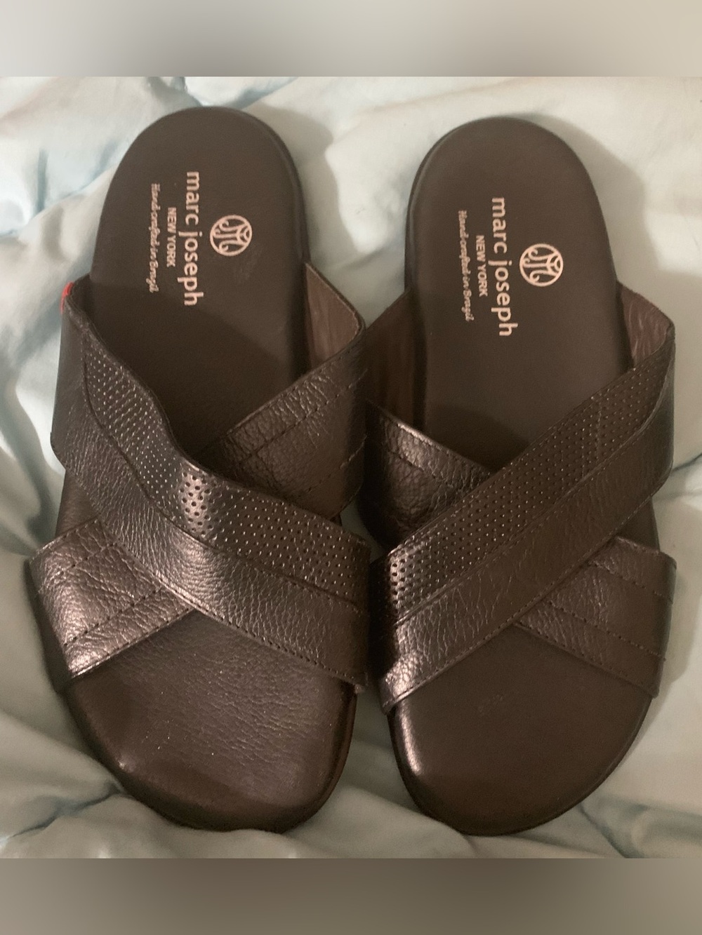 Marc Joseph New York Black Leather Slide Sandals